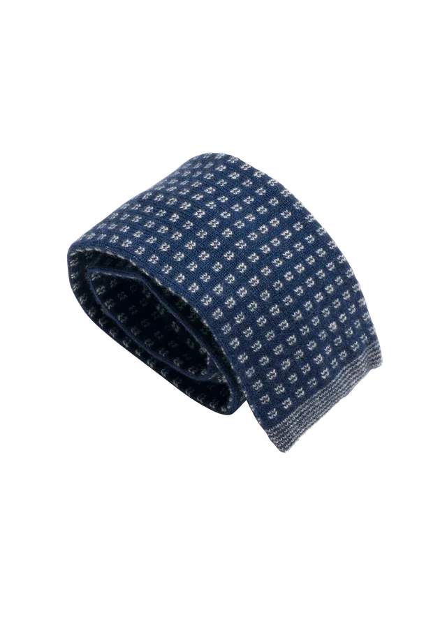 Stefano Bemer Ties cravatta lana blu maglia fantasia 7