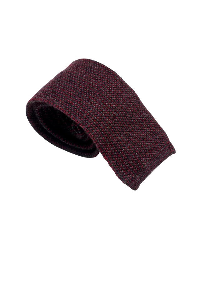 Stefano Bemer Ties Cravatta Uomo Lana Grigia Rossa 8cm