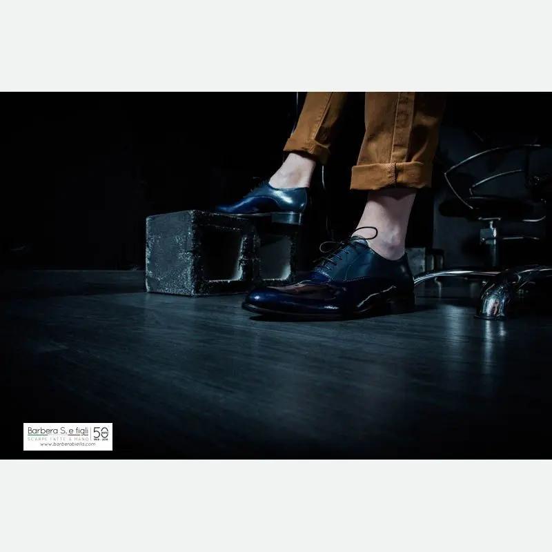 Sandro Barbera 1132 Saffiano francesina uomo vernice blu