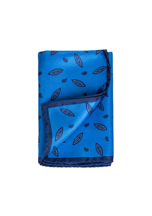 Stefano Bemer Pocket Squares SV5004/A pochette seta foglie blu