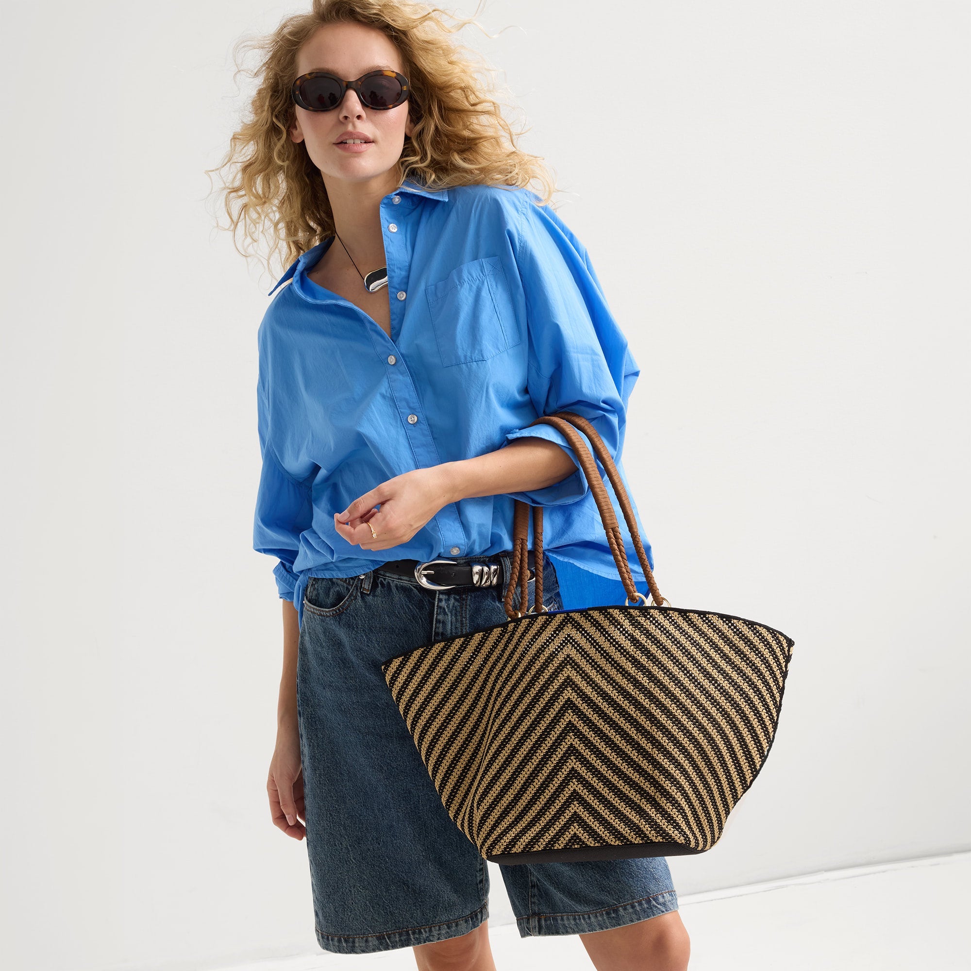 Rothy's The Summer Tote borsa chevron manici intrecciati