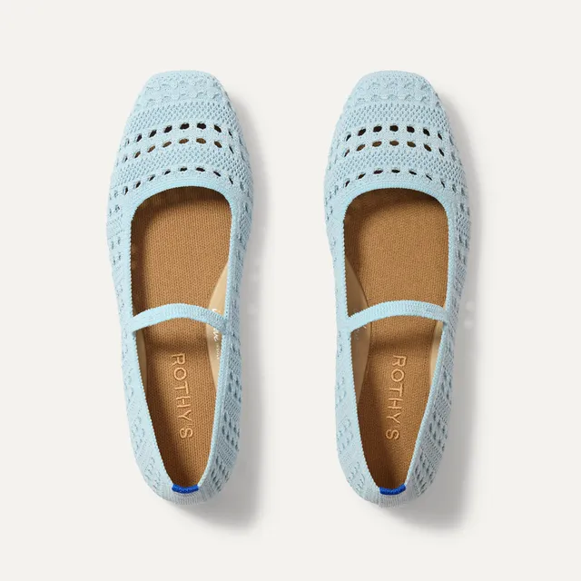 Rothy's The Max Square Mary Jane ballerine Powder Blue Crochet