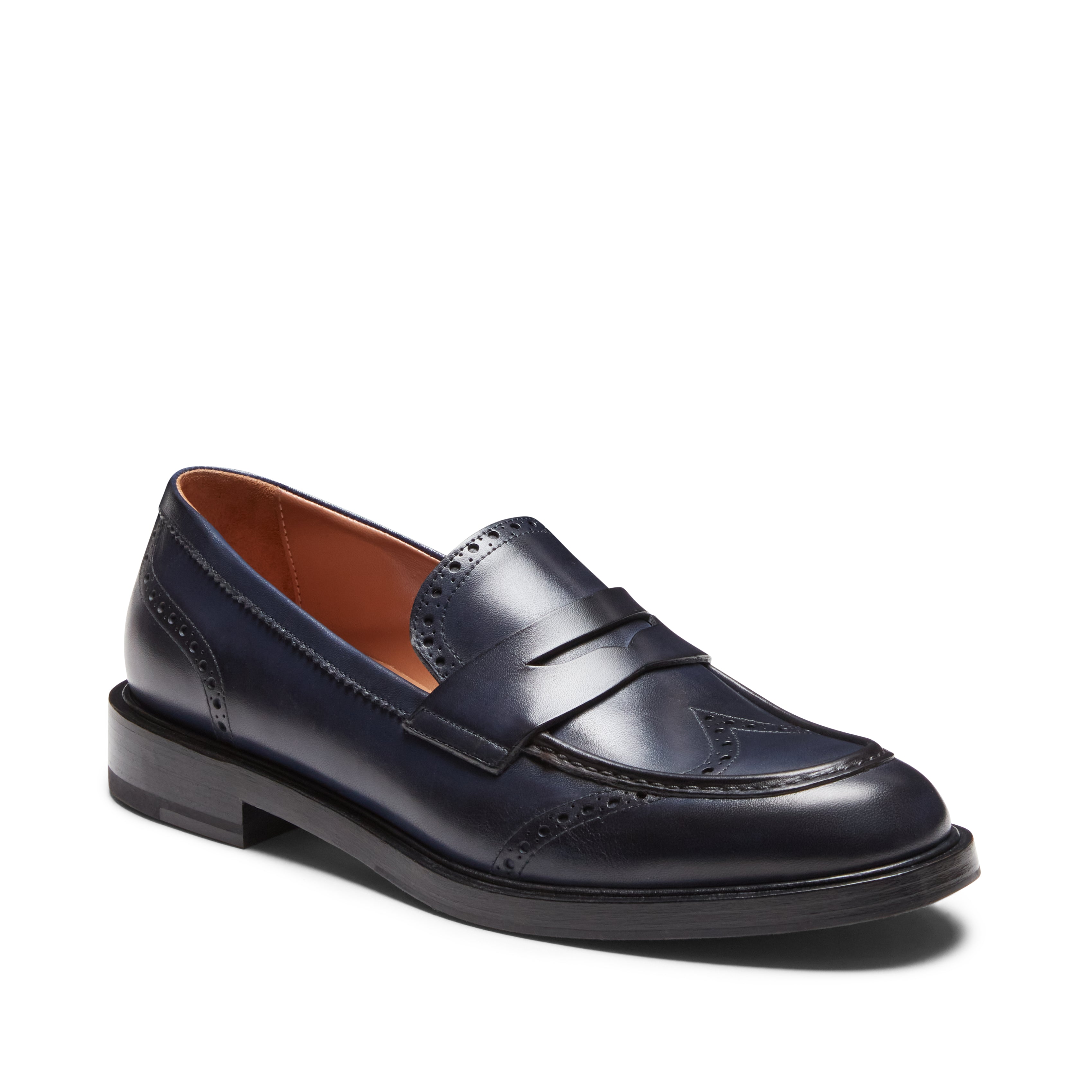 F.lli Rossetti mocassino donna navy pelle bicolore suola cuoio