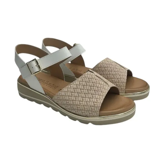 Sandro Barbera & Figli 1043 Treccia Panna sandali donna pelle panna