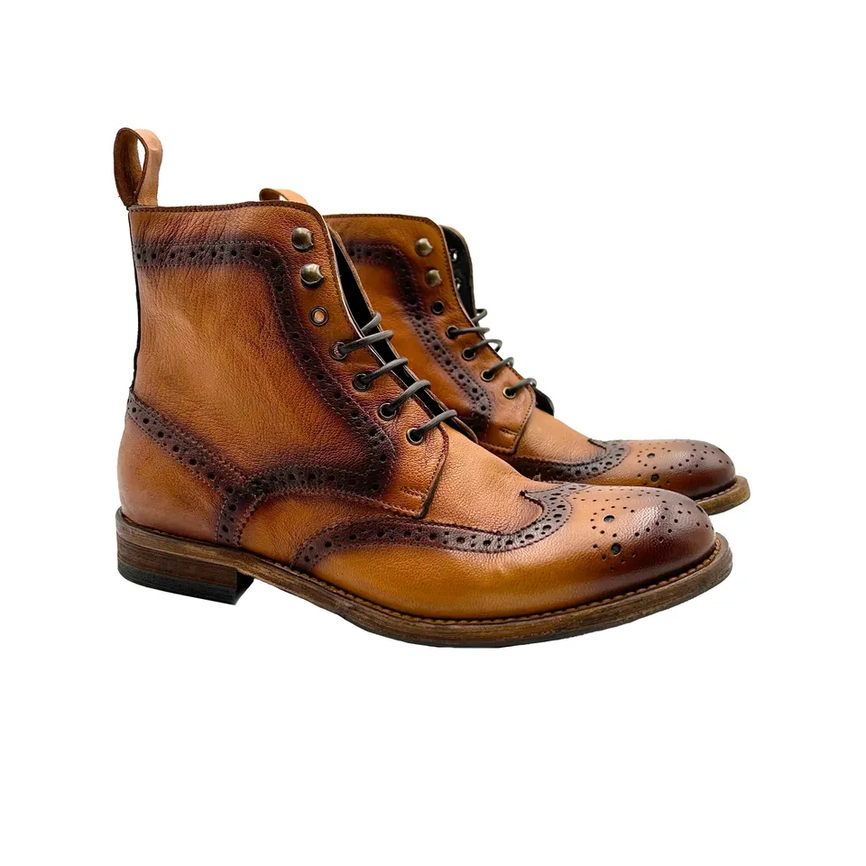 Sandro Barbera D1712 Stivaletto Full Brogue cuoio Stone Wax