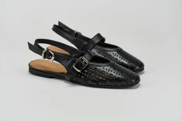 Sandro Barbera & Figli Ambra 13 sandali donna pelle nero traforato