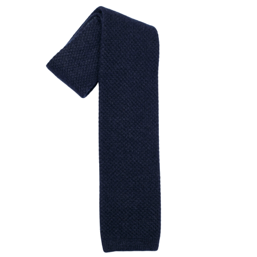 Stefano Bemer Ties cravatta lana maglia blu 8 cm