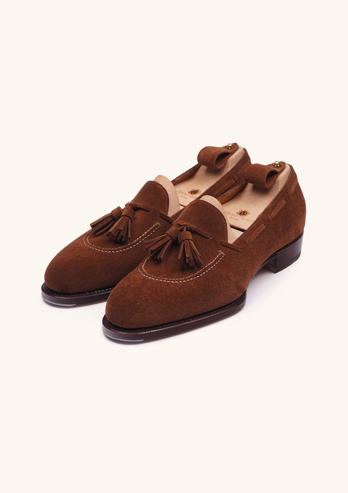 Stefano Bemer T1327 Mocassini Camoscio Nappine Tan Suola Cuoio