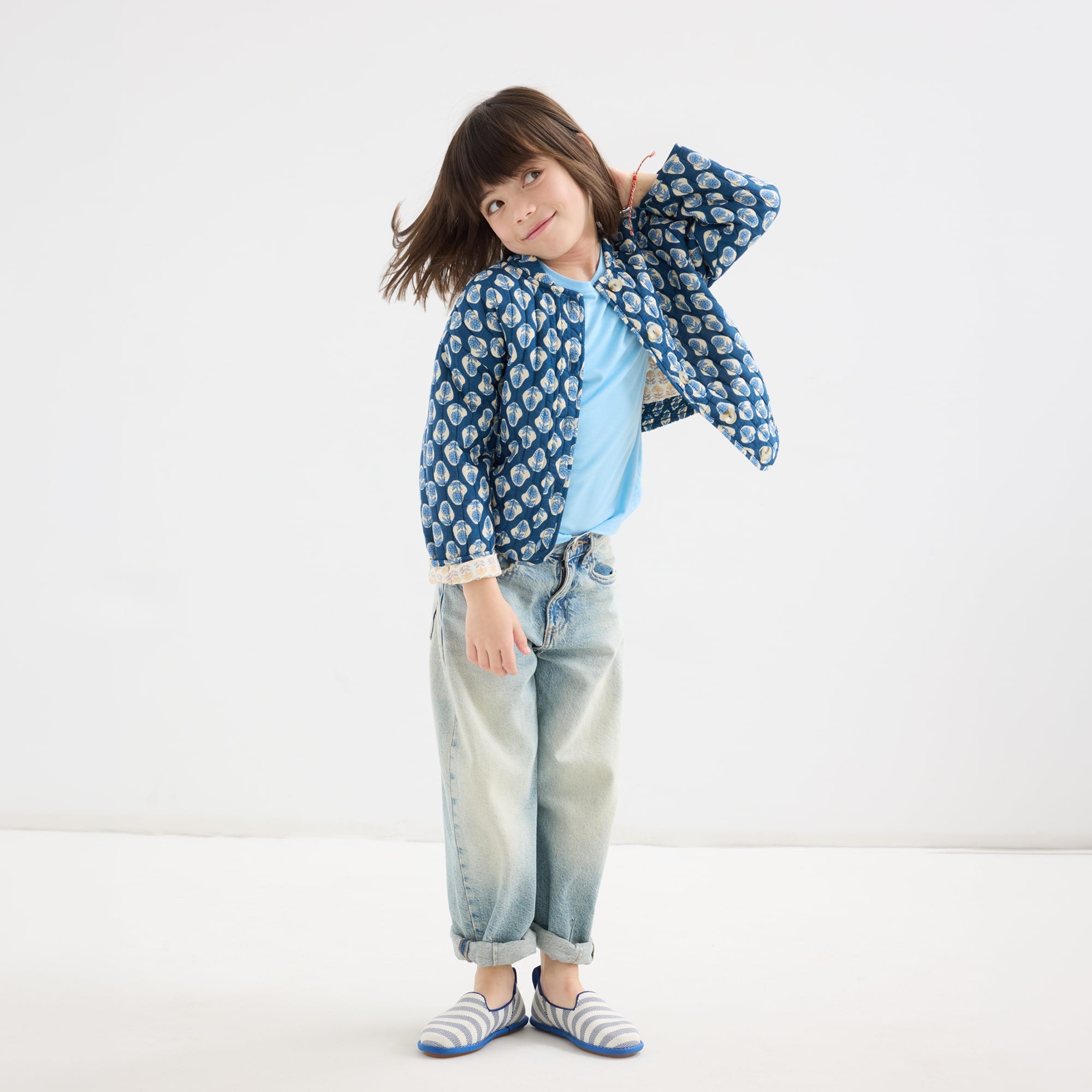 Rothy's Mini Loafer mocassini bambino harbor stripe blu