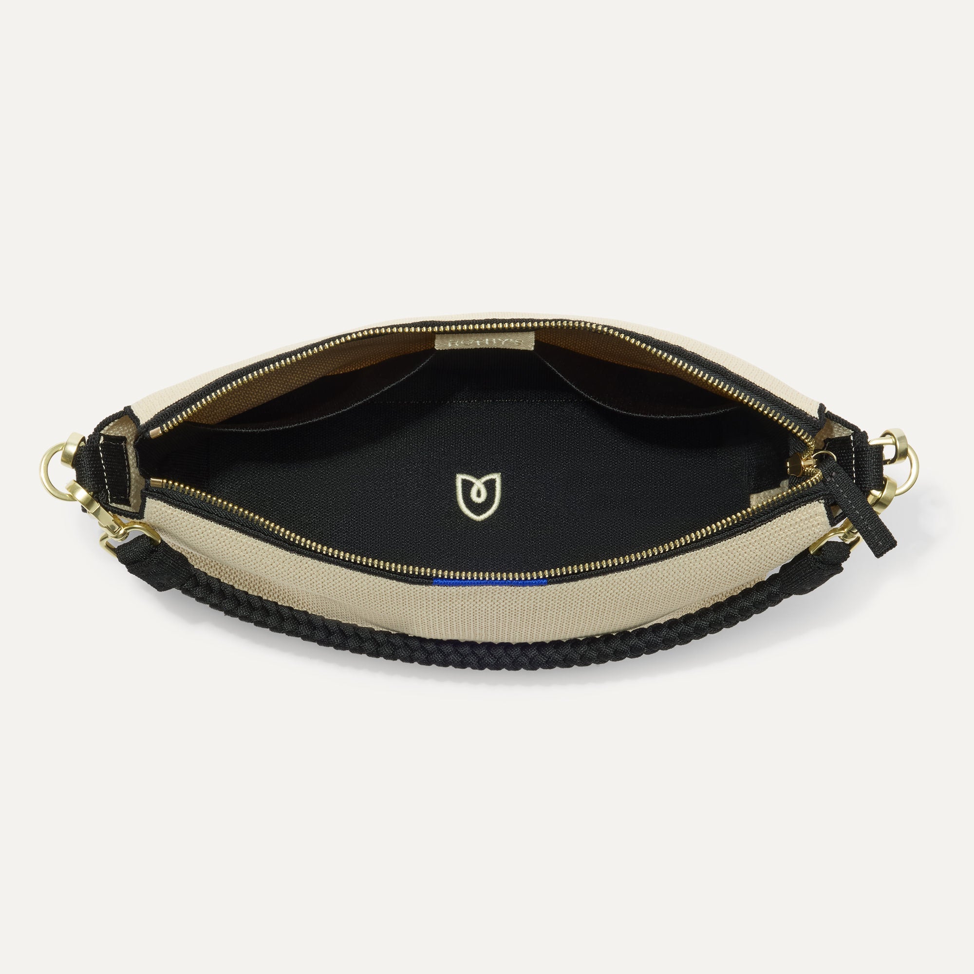Rothy's The Daily Crossbody borsa tracolla rafia nero bianco zip