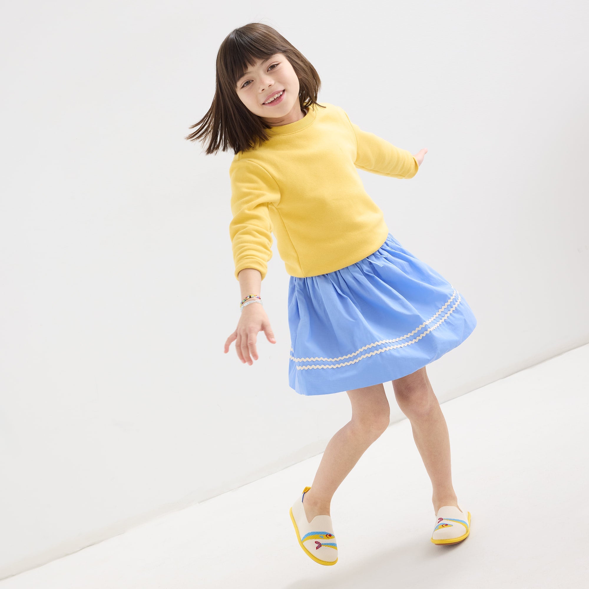 Rothy's Mini Loafer mocassini bambino avorio pesci giallo