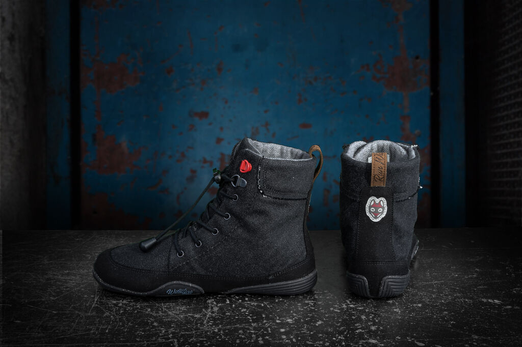 Wildling Panther scarpe barefoot cotone nero bambini