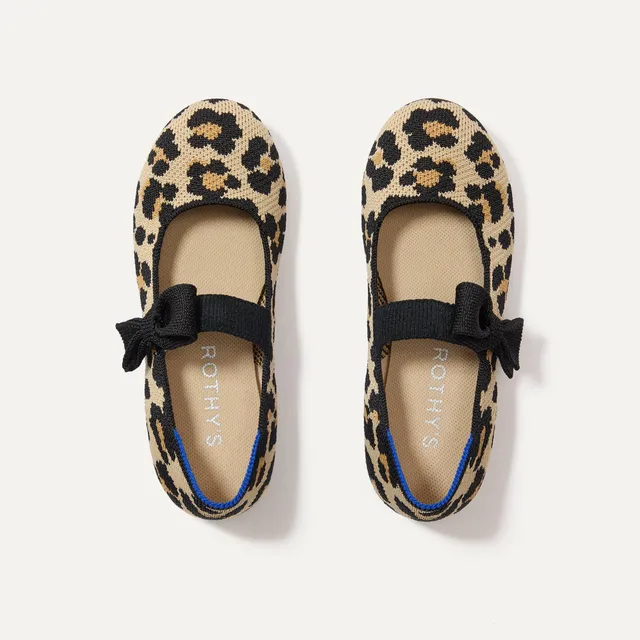 Rothy's The Kids Tux Bow Mary Jane scarpe leopardate fiocco