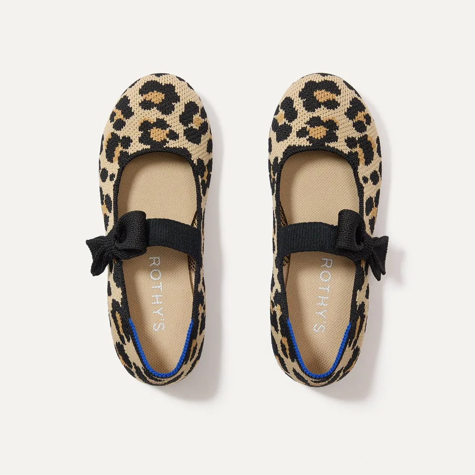 Rothy's The Kids Tux Bow Mary Jane scarpe leopardate fiocco