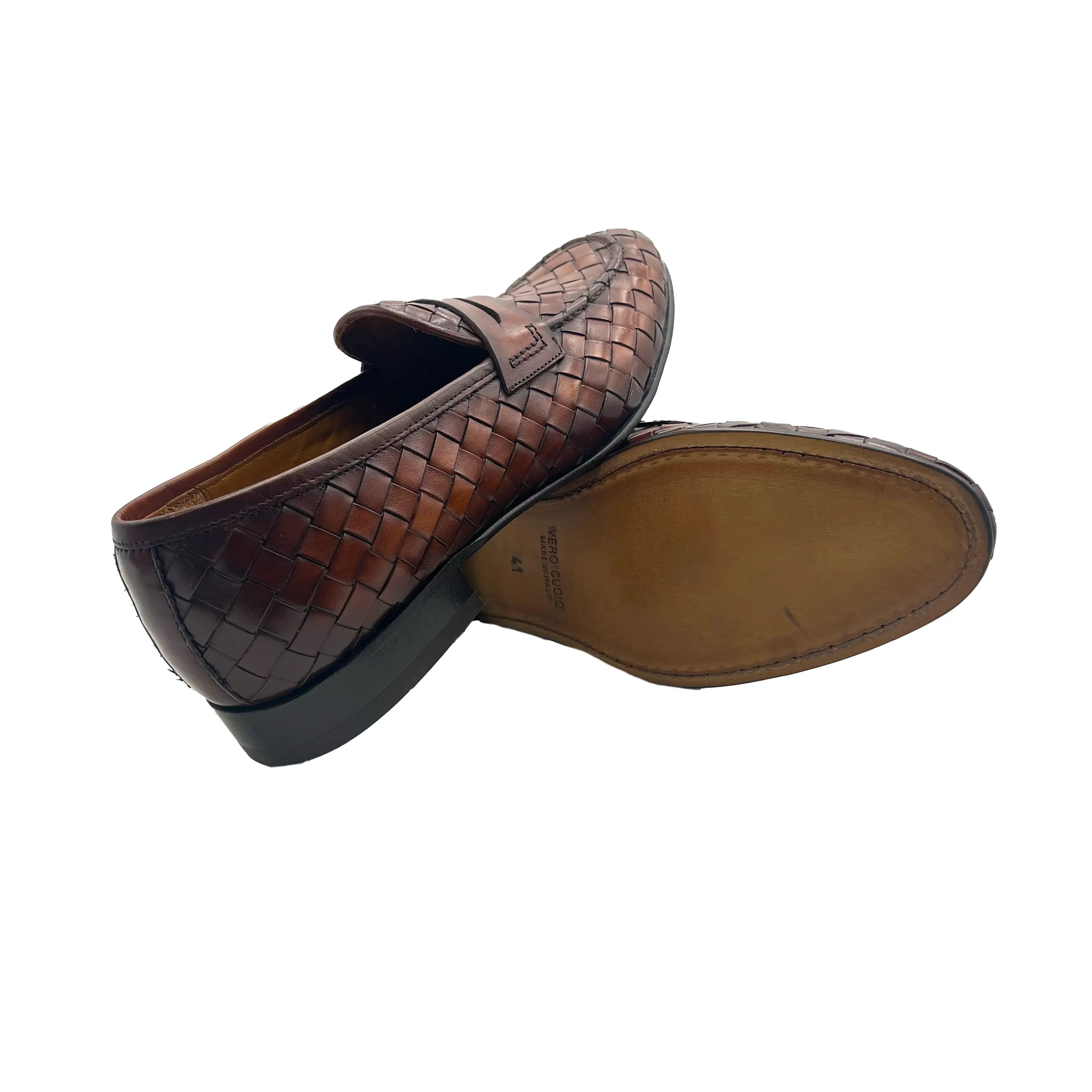 Sandro Barbera 42204 mocassini uomo brisee pelle intrecciata