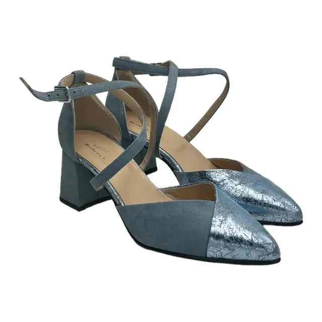 Sandro Barbera & Figli 706 scarpe donna azzurre pelle tacco 6