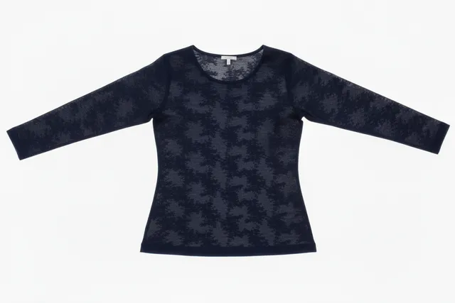 Linea Elle Maglia Pizzo Blu Notte Maniche Lunghe
