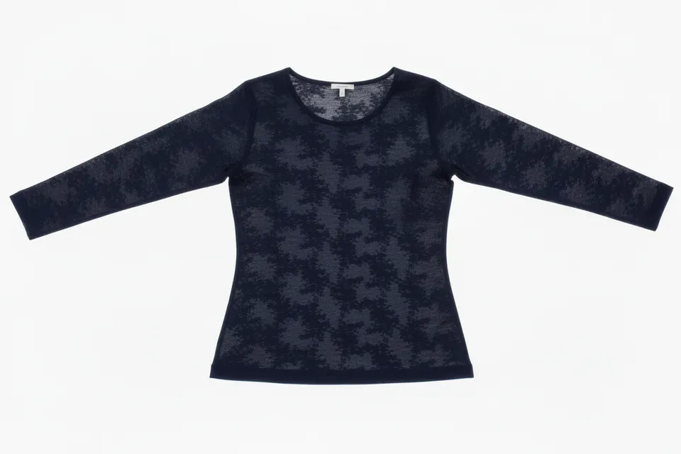 Linea Elle Maglia Pizzo Blu Notte Maniche Lunghe