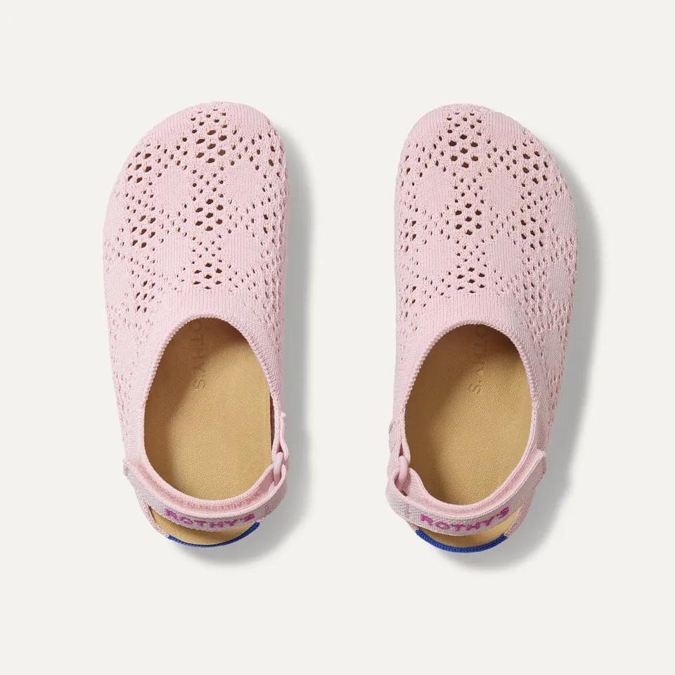 Rothy's The Kids Clog zoccoli bimba rosa crochet traforati