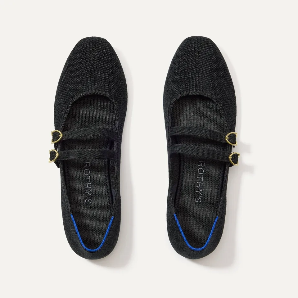 Rothy's The Double Buckle Mary Jane ballerine nero revelvet