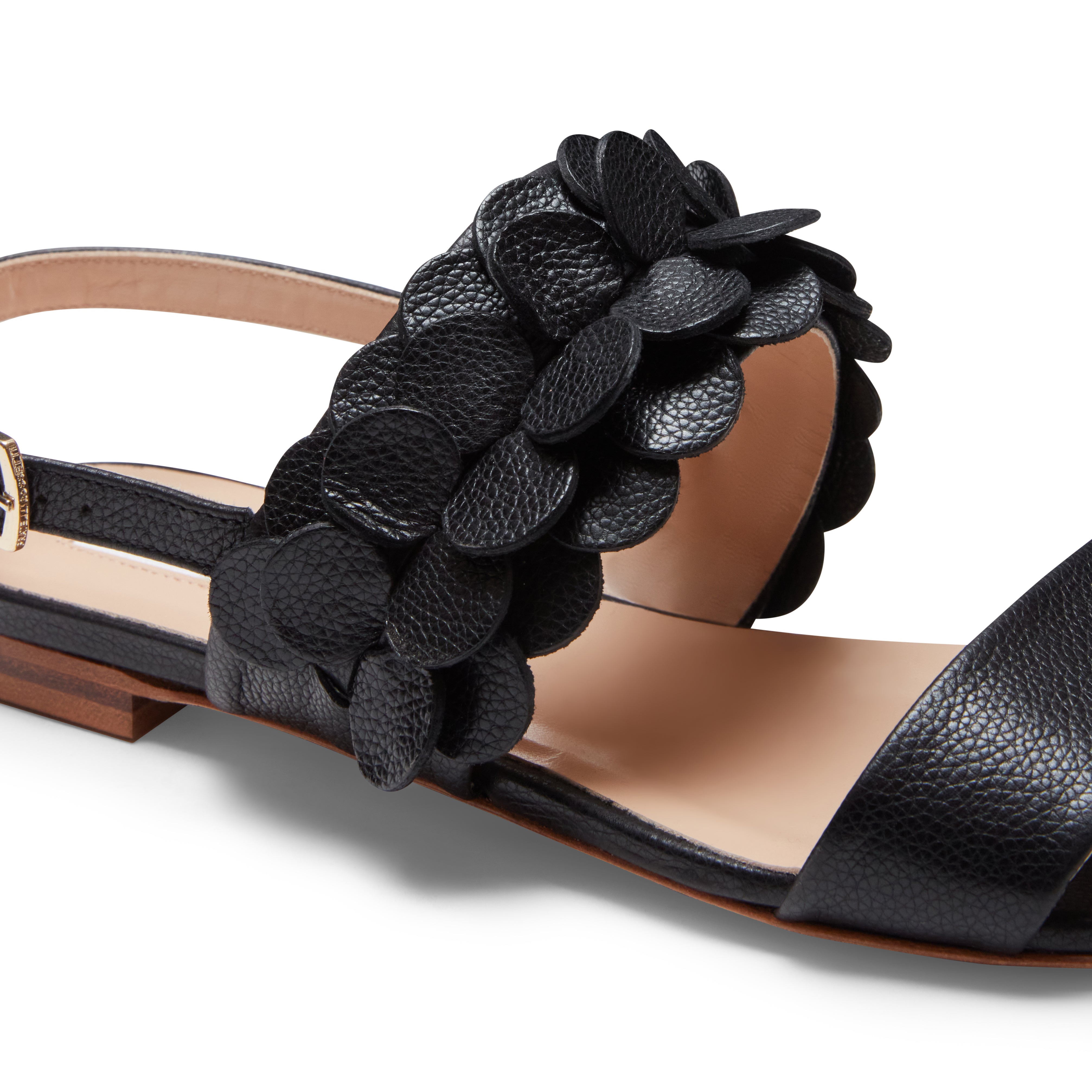 F.lli Rossetti 68259 sandalo nero in pelle flat paillettes