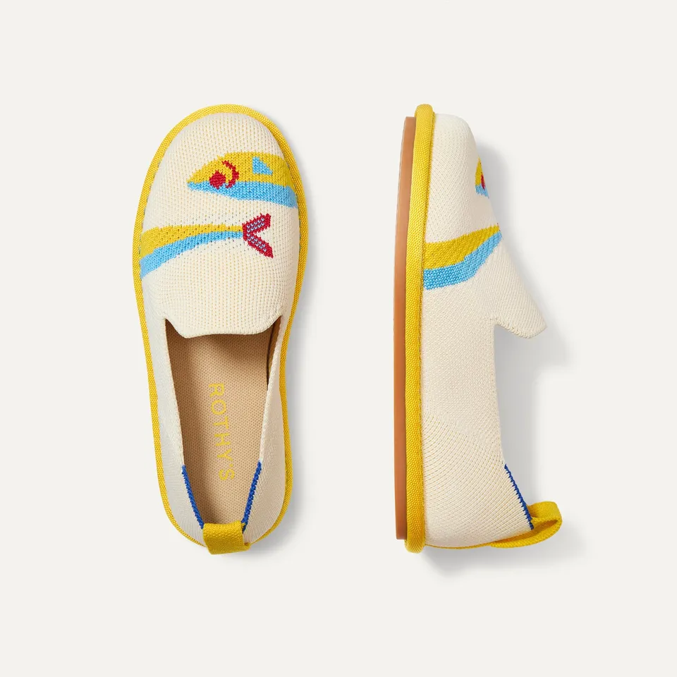 Rothy's Mini Loafer mocassini bambino avorio pesci giallo