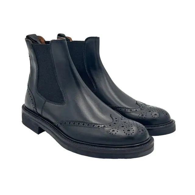 Sandro Barbera Chelsea 987U stivaletti uomo nero vitello brogue