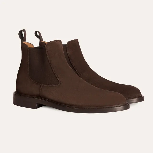 Dellovo Tarsia chelsea boot uomo testa di moro camoscio