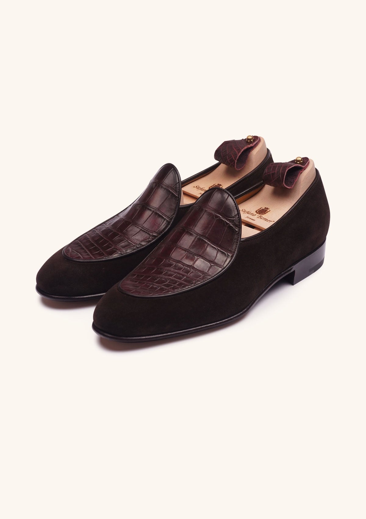Stefano Bemer Loafers Mocassini Uomo Alligatore Marrone C1410