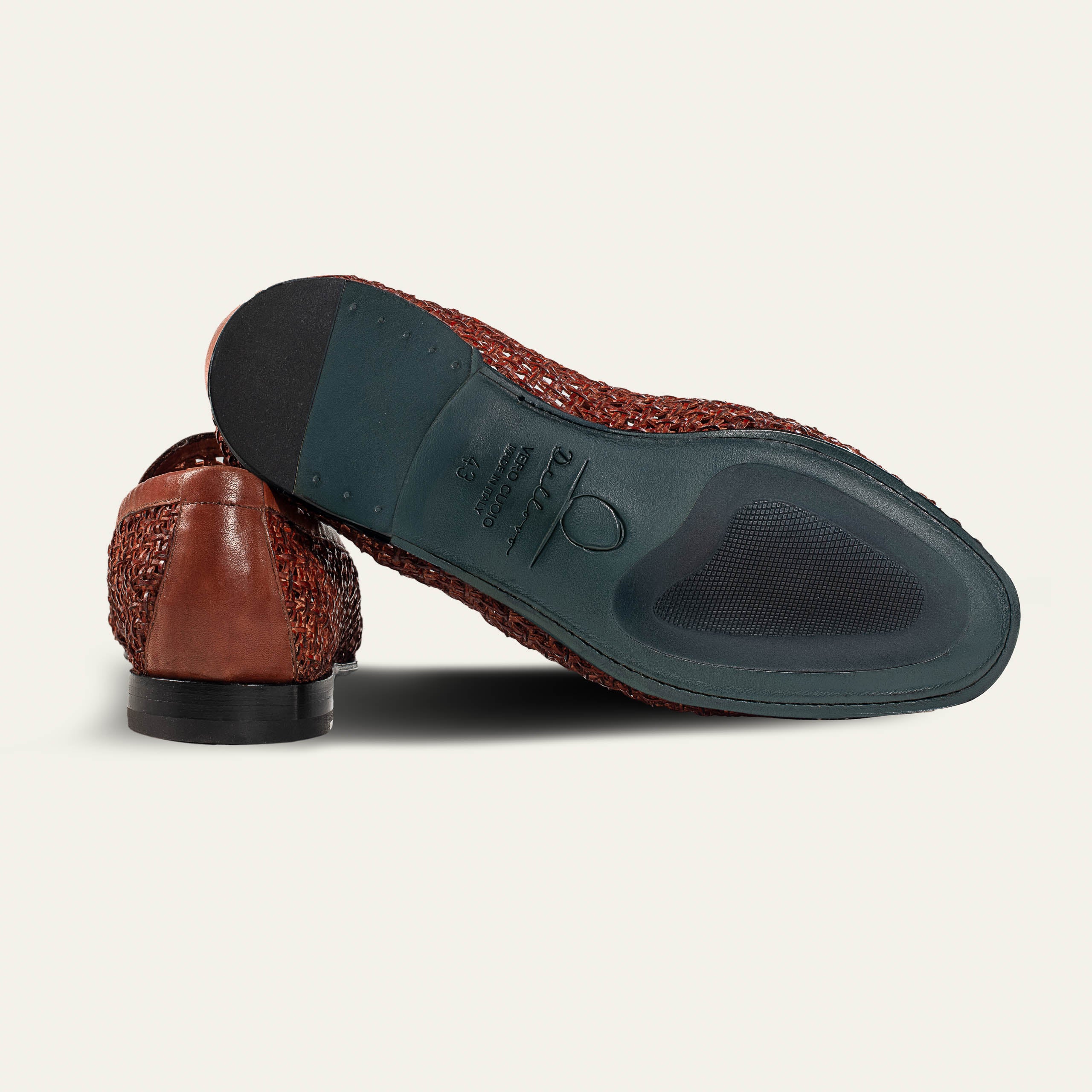 Dellovo Licosa oxford loafer stuoia intrecciata taupe