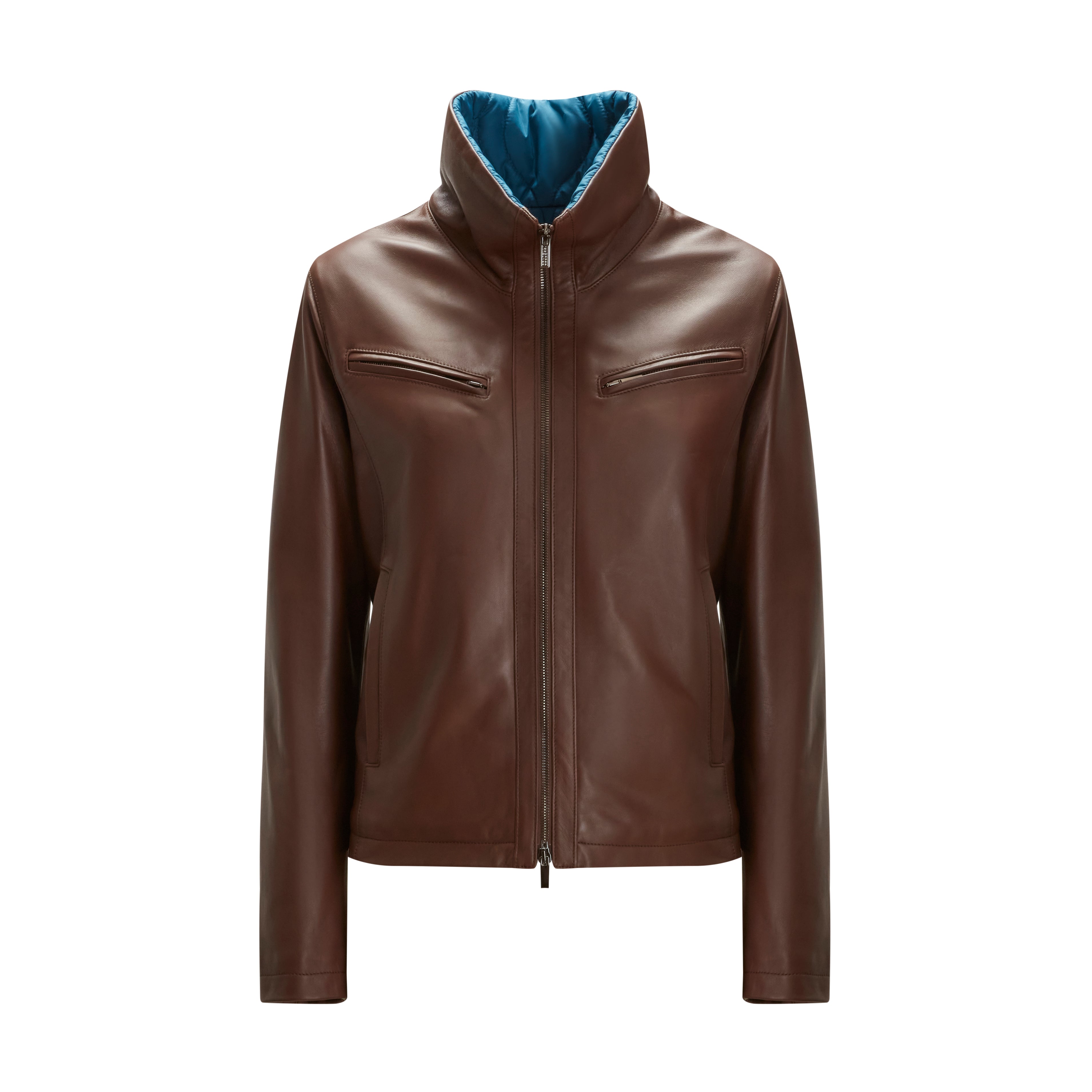 F.lli Rossetti 98421 giubbino donna marrone pelle nappa zip