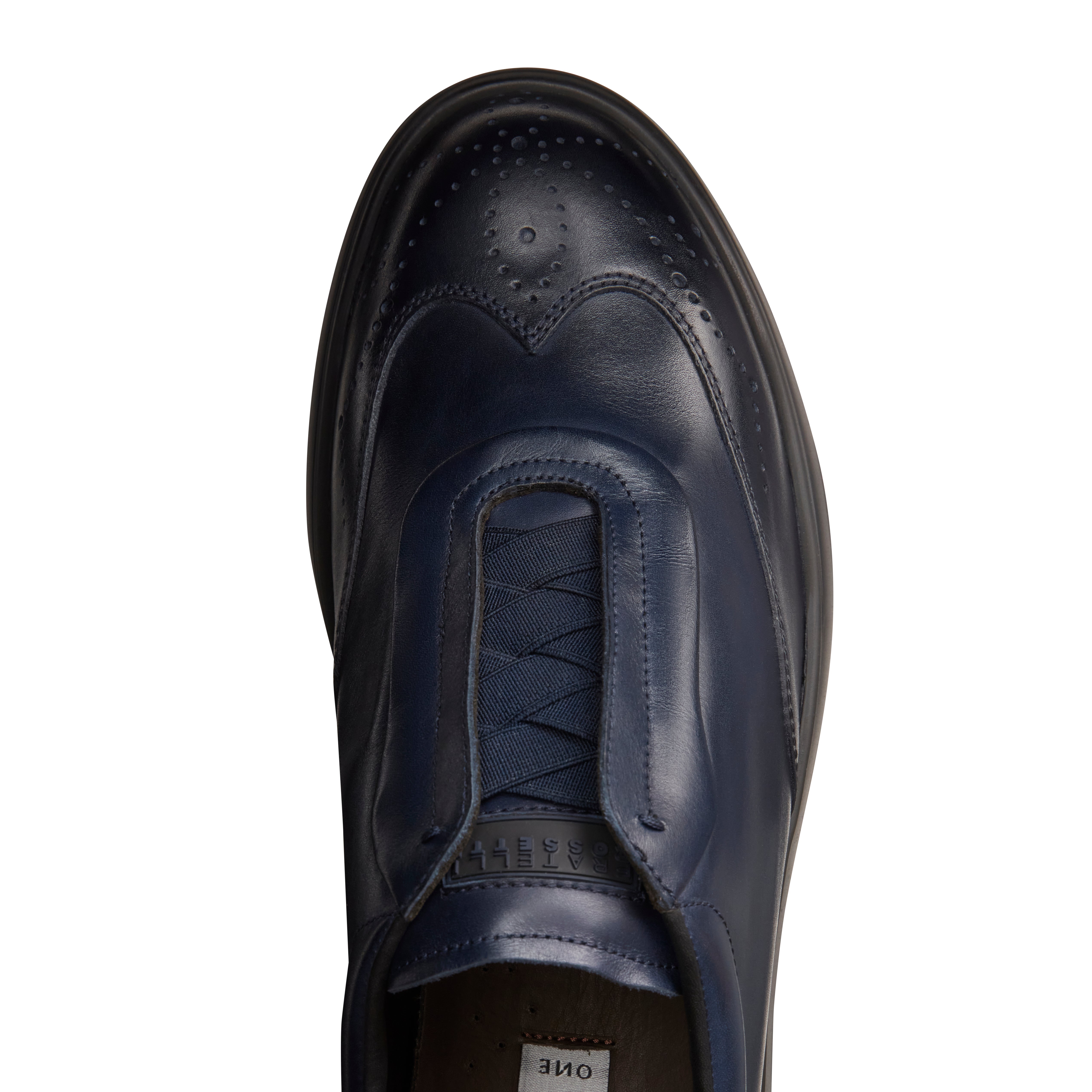 F.lli Rossetti Sneaker Brogue Pelle Marine Suola Gomma