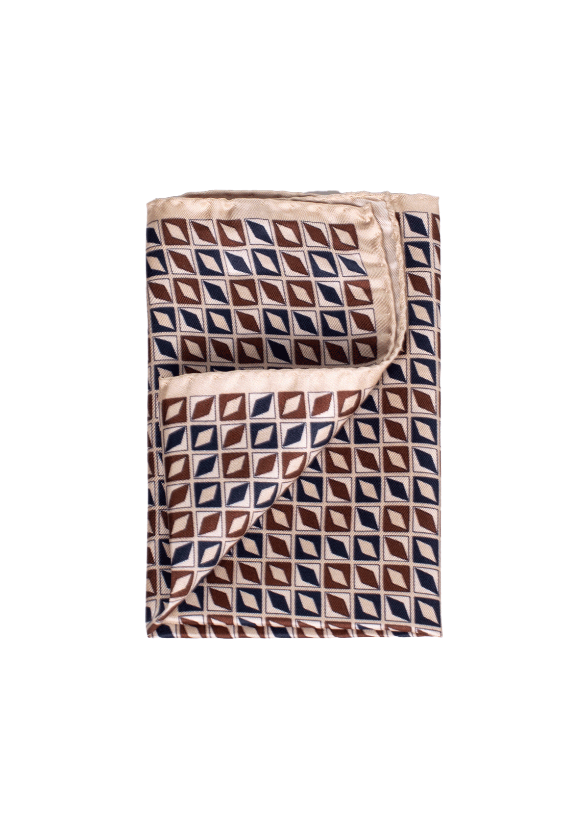 Stefano Bemer Pocket Squares Pochette Uomo Seta Beige Blu