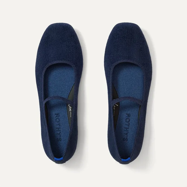 Rothy's The Max Mary Jane ballerine Navy ReVelvet 38