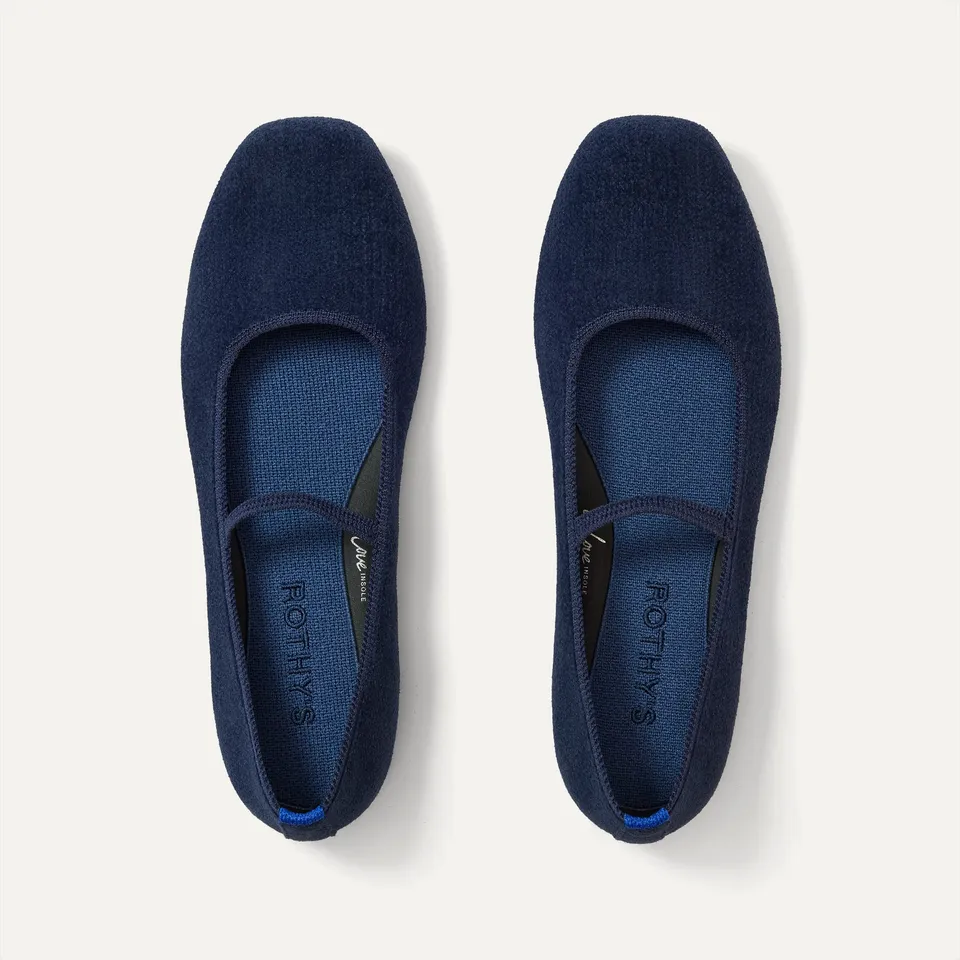 Rothy's The Max Mary Jane ballerine Navy ReVelvet 38