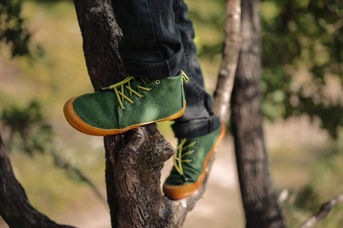 Wildling Shoes Atento scarpe barefoot verdi lana calda