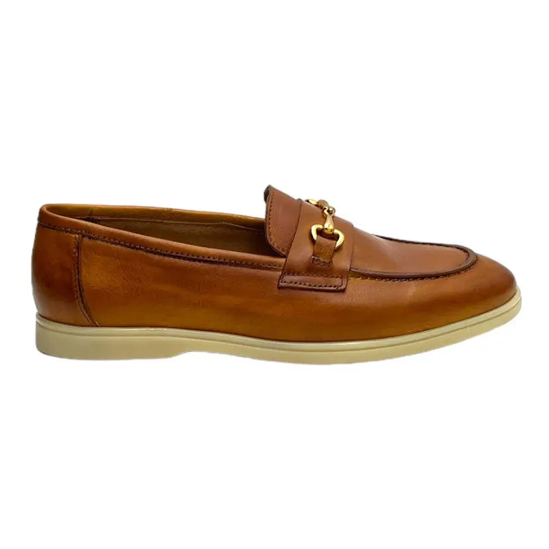 Sandro Barbera & Figli 182 mocassino donna cognac pelle anticata
