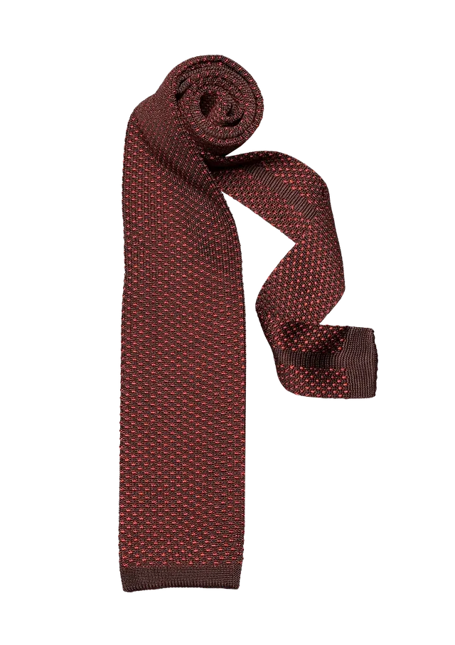 Stefano Bemer Ties P07 cravatta seta marrone ruggine 8 cm
