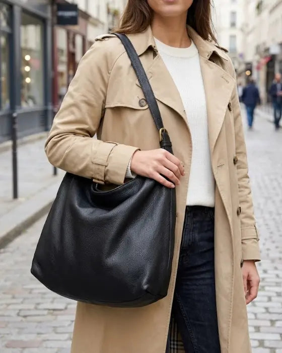 Sandro Barbera & Figli BAYL49 borsa a spalla pelle nero vintage