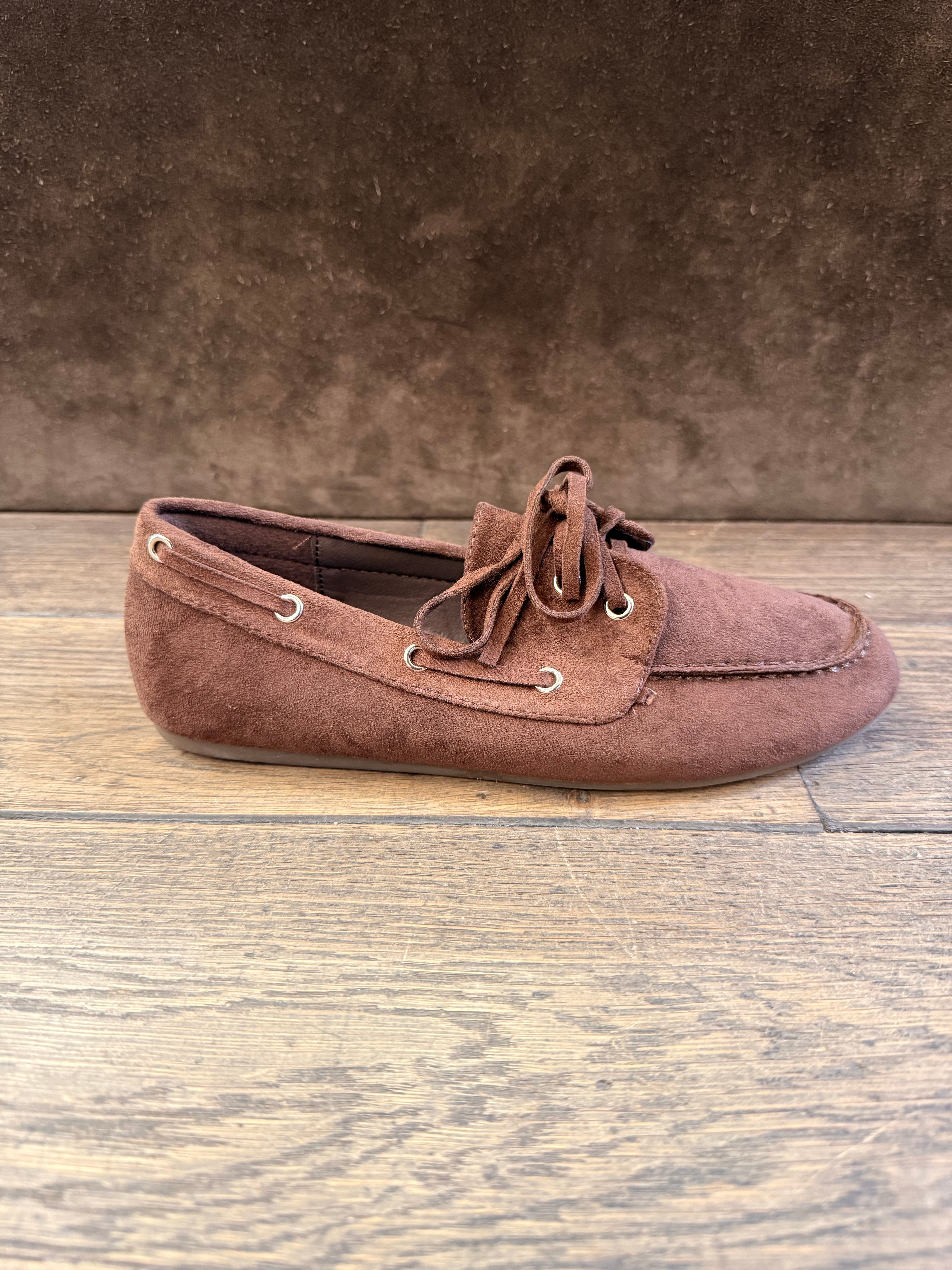 Linea Elle Scarpa da Barca Brown Alcantara donna 38