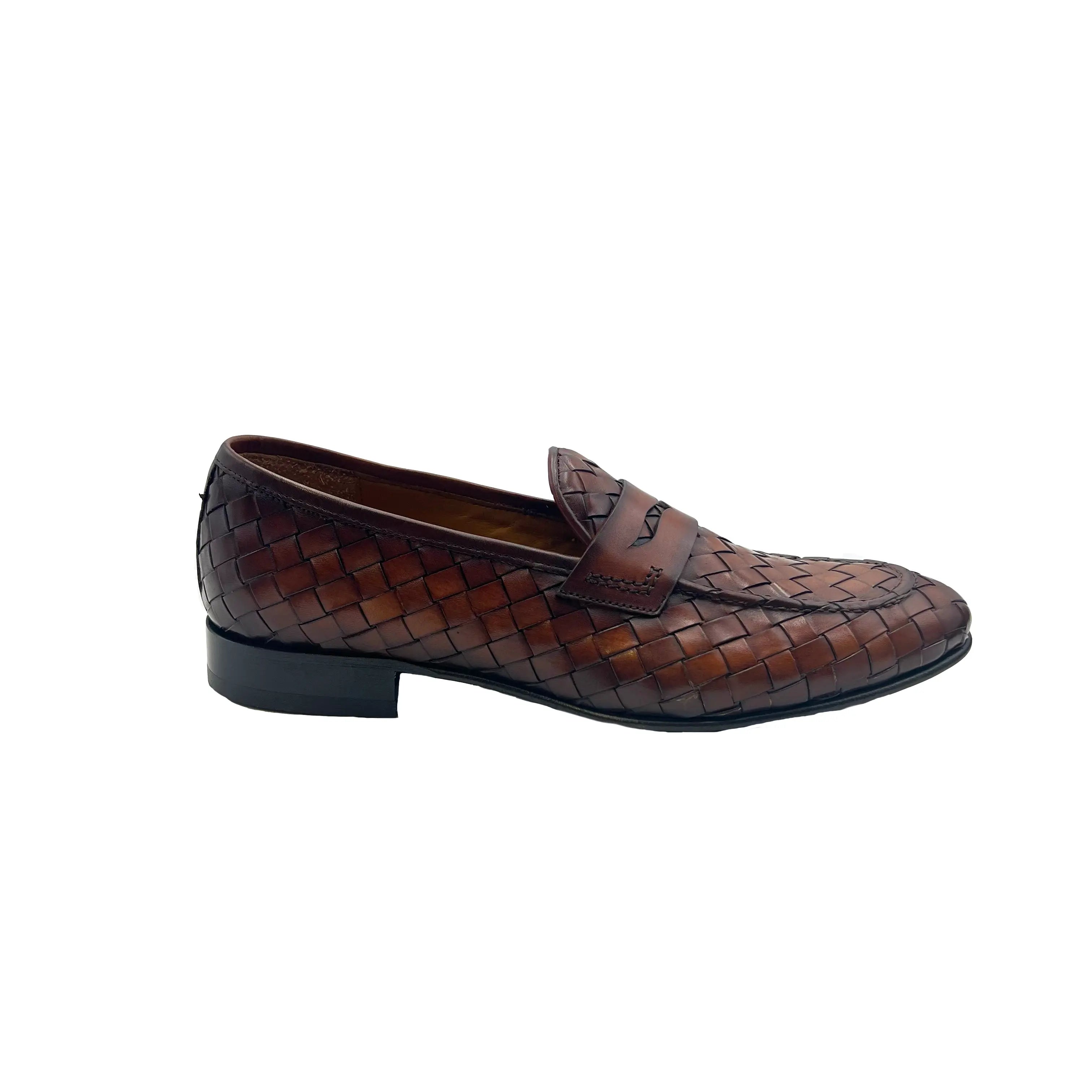 Sandro Barbera 42204 mocassini uomo brisee pelle intrecciata