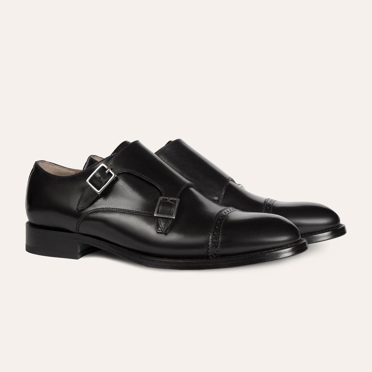 Dellovo Elmo Monk Strap Uomo Pelle Nero fibbia