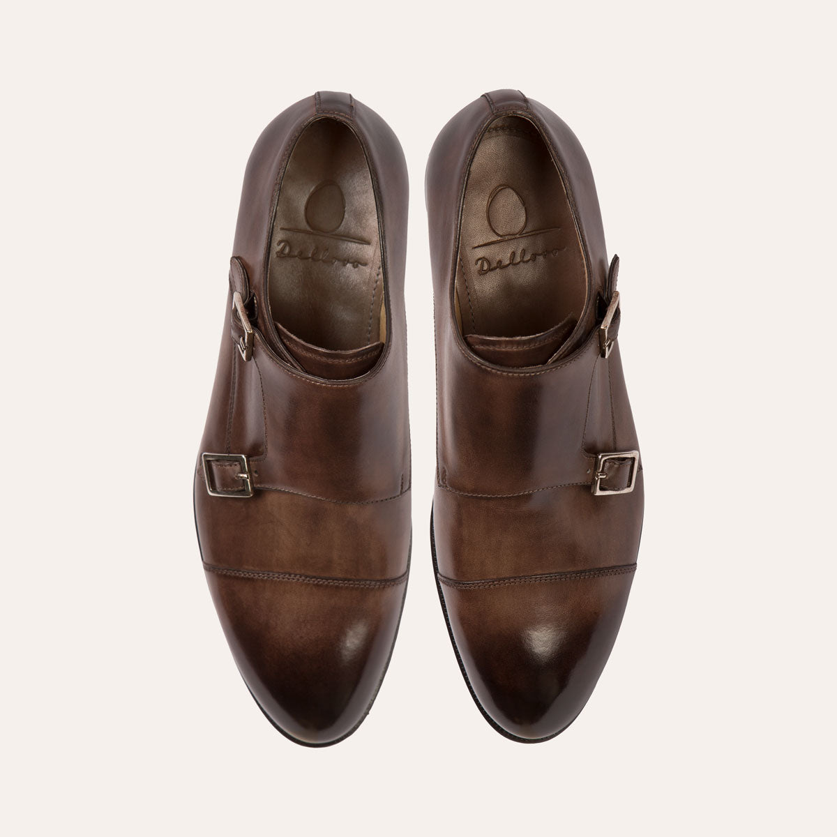 Dellovo Ercole Monk Strap uomo nero pelle doppia fibbia