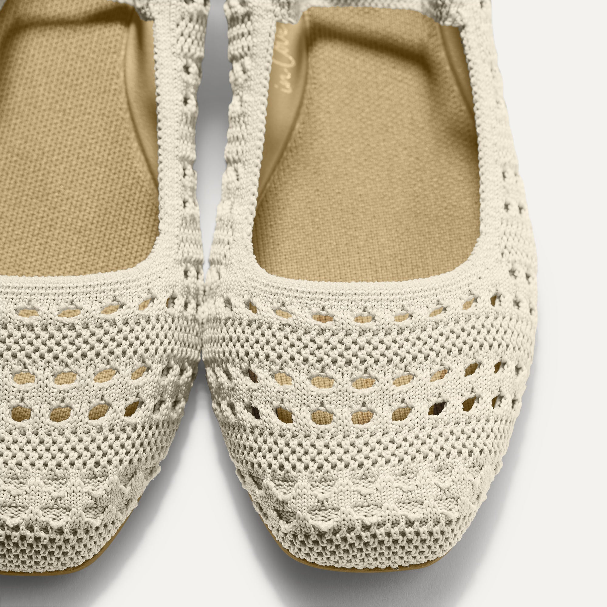 Rothy's The Max Square Mary Jane ballerine Sandy Crochet crema