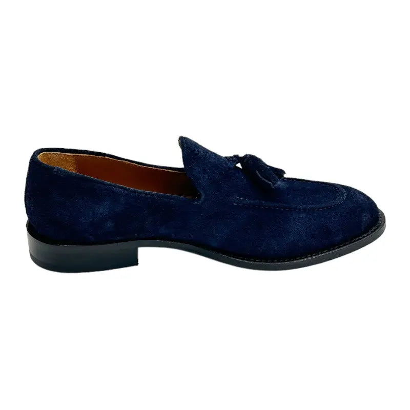 Sandro Barbera 4208 tassel loafer uomo blu camoscio