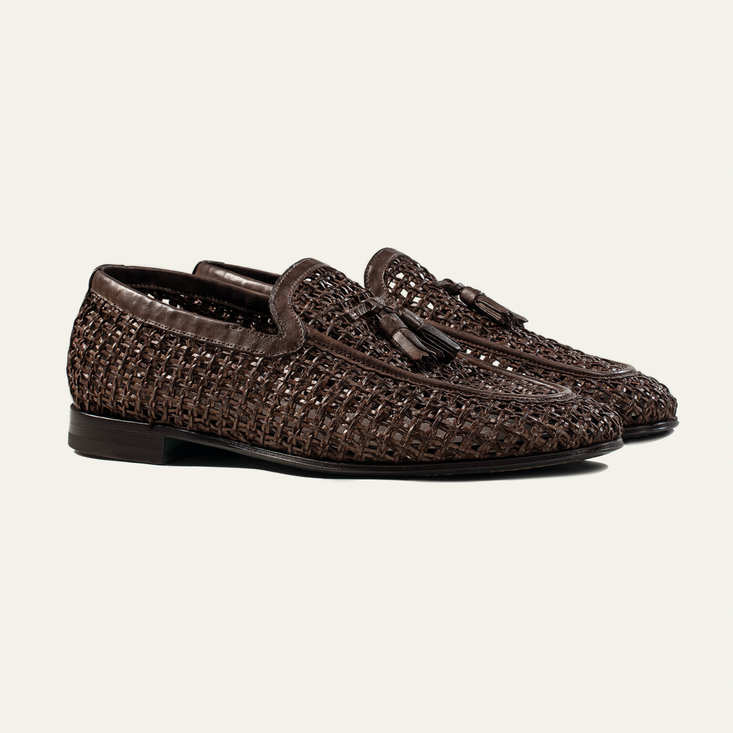 Dellovo Licosa oxford loafer stuoia intrecciata taupe