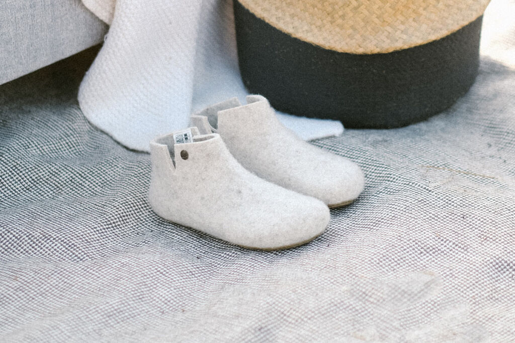 Wildling Shoes Lotus pantofole EU 28 grigie calde in feltro lana