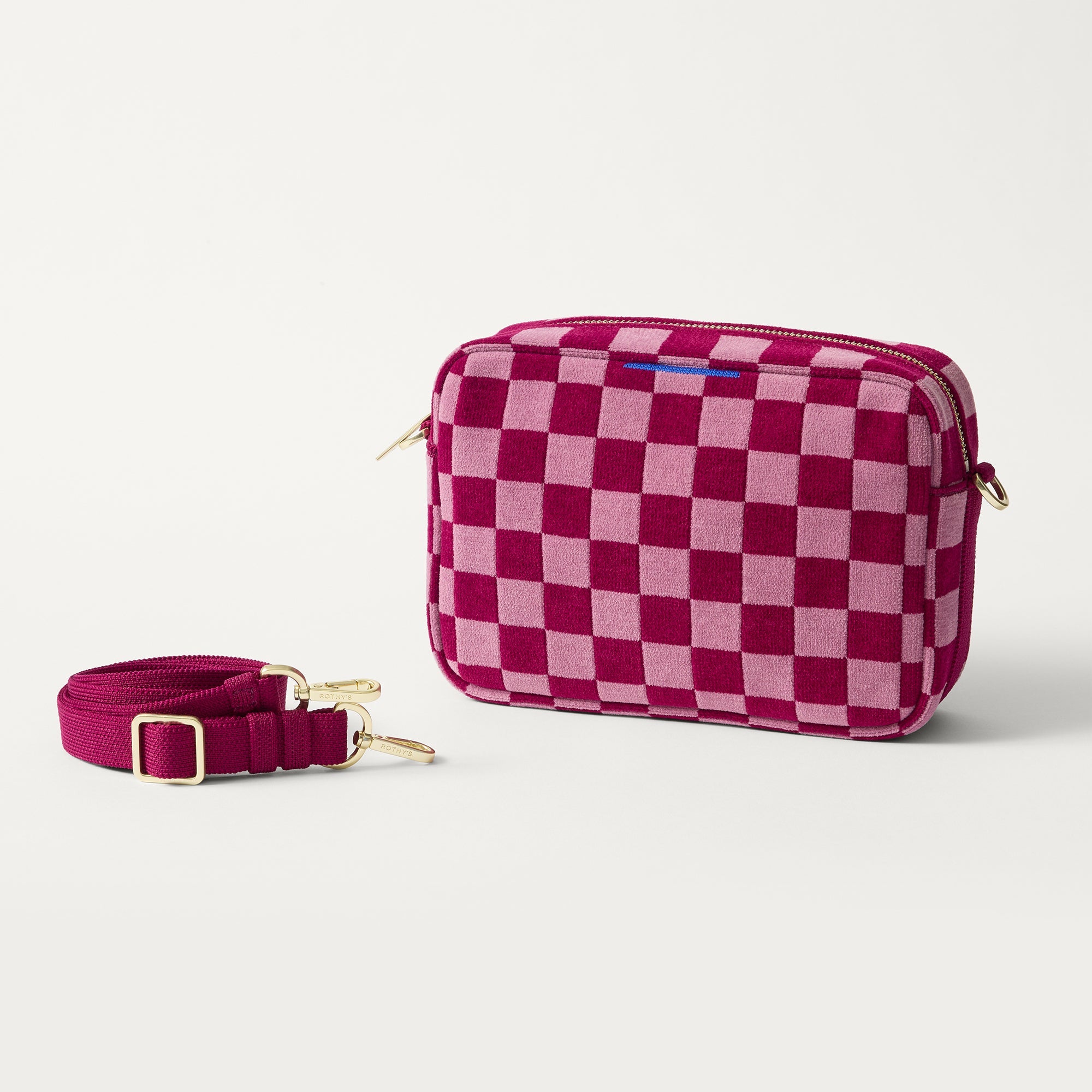 Rothy's The Crossbody Camera Bag borsa tracolla ReVelvet Orchid quadri