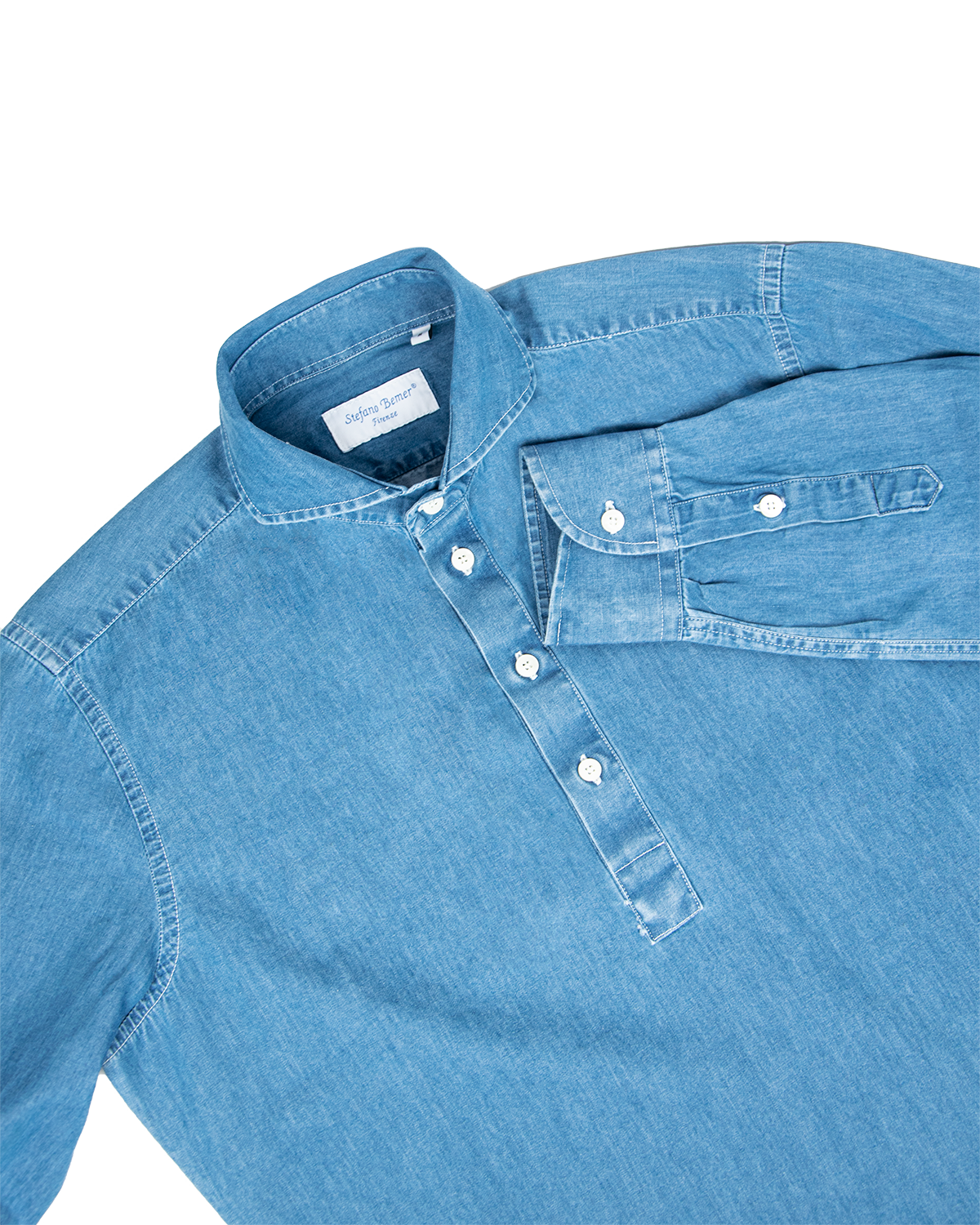 Stefano Bemer SV6022 Polo Denim Uomo Taglia M Lavaggio Chiaro