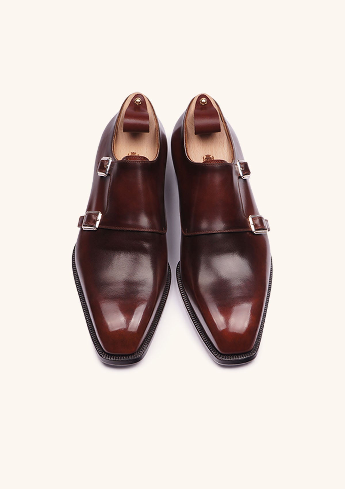 Stefano Bemer T2306 Scarpe Monk Marroni Doppia Fibbia Cuoio